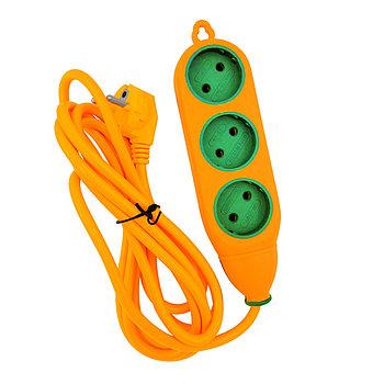 Подовжувач для будівництва 3 гнізда+3 гнізда 5 метрів (жовтогарячий)