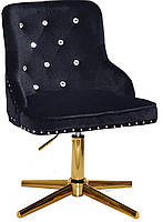 Стілець Olimp SV GD-Modern Base чорний 1011 велюр зі стразами Swarovski, золота хрестовина на стопах, фото 5