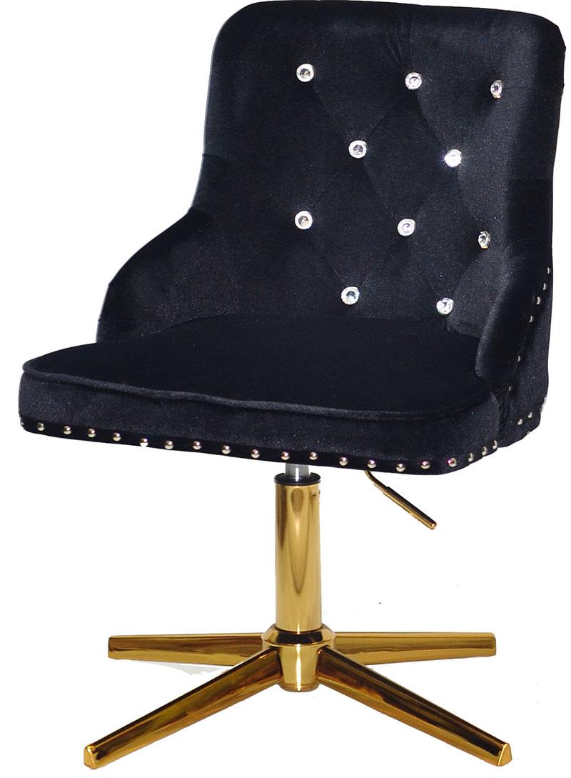 Стілець Olimp SV GD-Modern Base чорний 1011 велюр зі стразами Swarovski, золота хрестовина на стопах, фото 1