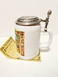Колекційна Порцеляновий пивний кухоль з кришкою олов'яної, фото 2