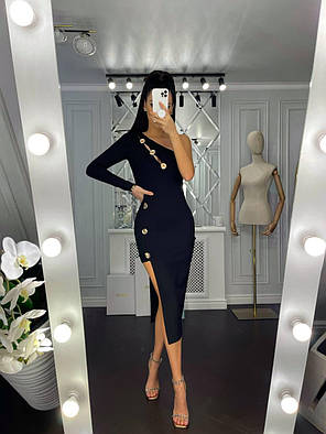 Сукня Танго жіноча красива асиметричного крою з вирізами та декором з ефектом утяжки Smf6745, фото 3