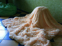 Ворсистий бамбуковий персиковий плед на ліжко євро розмір