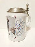 Колекційний фарфоровий пивний бокал / кухоль з кришкою олов'яної, фото 2