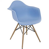 Кресло кухонное ,барное Тауэр Вуд ножки бук дерево, сидение пластик цвет голубой