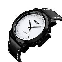 Мужские часы Skmei 1208 черные с белым циферблатом классические