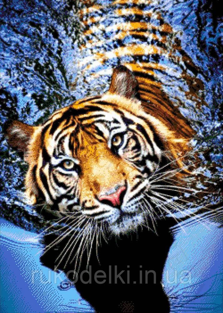 Тигр в річці Набір для вишивання бісером ТМ ОЛЕКСАНДРА ТОКАРЄВА 46-2944-НТ