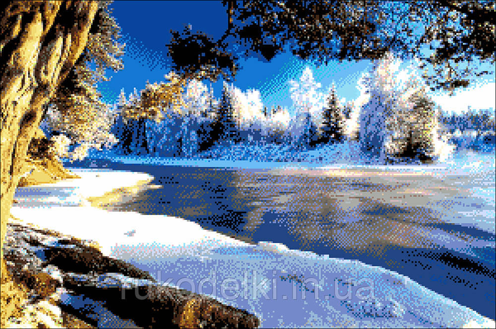 Зимовий пейзаж Набір для вишивання бісером ТМ ОЛЕКСАНДРА ТОКАРЄВА 37-2035-НЗ