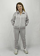Жіночий теплий спортивний костюм з замком тканина Пеньє колір світло сірий S,M,L