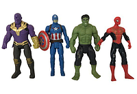 Набор супергероев "Мстители. Финал" (Капитан Америка, Человек-паук, Халк, Танос), высота 12 см ОСТ