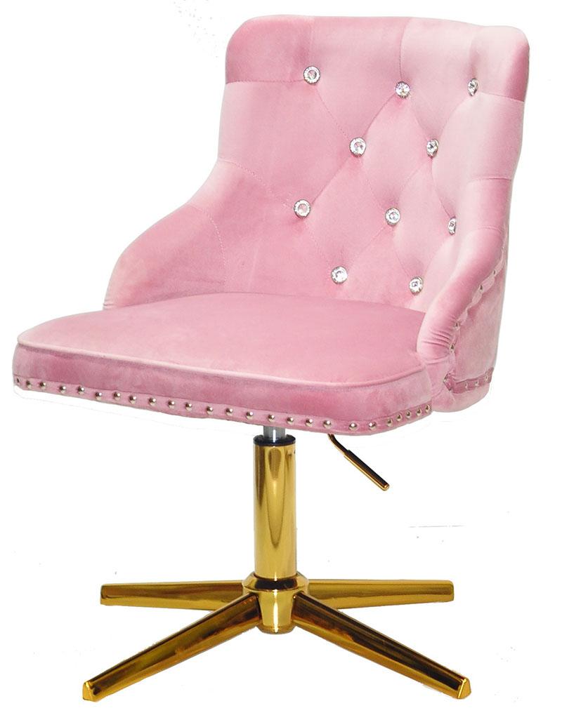 Стілець Olimp SV GD-Modern Base фрезовий 1025 велюр зі стразами Swarovski, золота хрестовина на стопах, фото 1