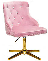 Стілець Olimp SV GD-Modern Base фрезовий 1025 велюр зі стразами Swarovski, золота хрестовина на стопах, фото 5