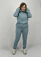 Женский теплый спортивный костюм ткань Пенье цвет темно голубой S, M, L