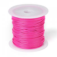 Шнур Вощеный Полиэстер, подходит для плетения браслетов, Цвет: Розовый, Размер: Толщина 1мм, около
