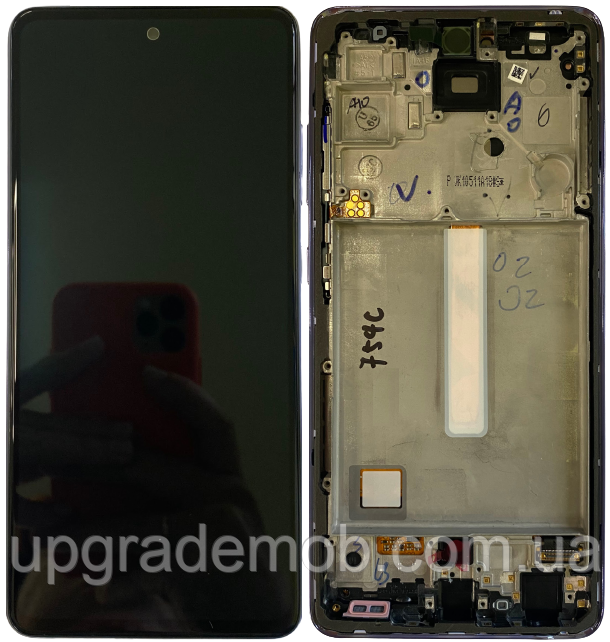 Дисплей модуль тачскрин Samsung A525 Galaxy A52 /A526 /A528 чорний Amoled оригінал з рамкою фіолетового кольору