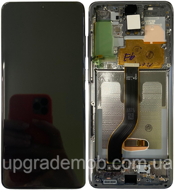 Дисплей модуль тачскрин Samsung G985 Galaxy S20+/G986 чорний Amoled оригінал сервісне паковання з рамкою сірого кольору Cosmic Grey, фото 1
