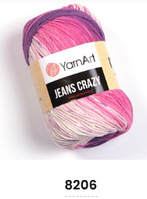 Нитки пряжа для в'язання бавовна акрил JEANS CRAZY  Джинс Крейзі від YarnArt Ярнарт № 8206