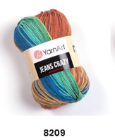 Нитки пряжа для в'язання бавовна акрил JEANS CRAZY  Джинс Крейзі від YarnArt Ярнарт № 8209