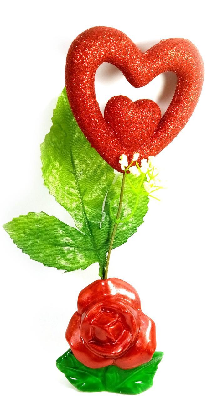 Ваза троянда керамічна з серцем (22х9х5,5 см)B, фото 1