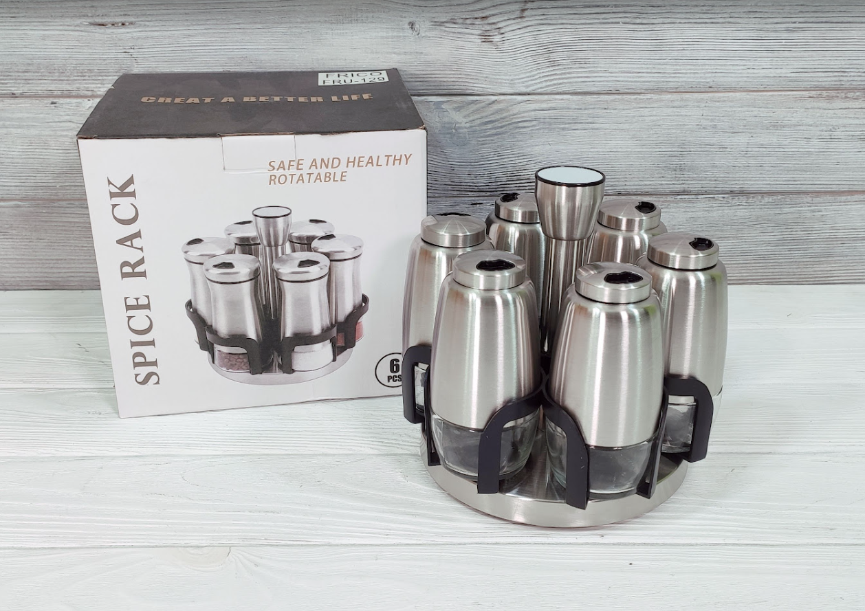 Набір ємностей для спецій Frico FRU-129 6шт на підставці з нержавіючої сталі/ Спецовница, фото 1