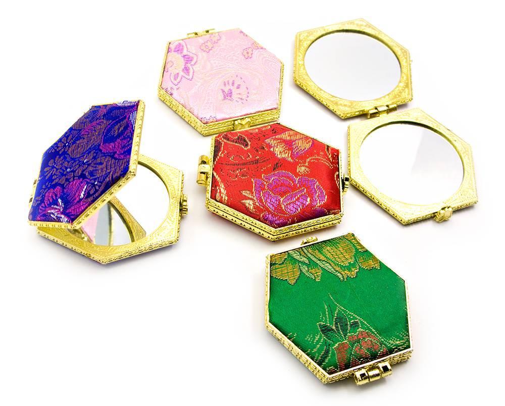 Дзеркальце косметичне з вишивкою шестигранне (7х7х7 см), фото 1