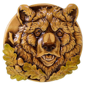 Різьблене дерев'яне панно "Ведмідь"