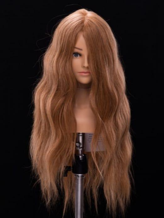 Болванка манекен учебный 50 см тёмный блонд натуральные волосы 100% Корея Премиум класс - фото 1 - id-p1521150372