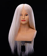 Болванка манекен учебный 50 см ультра блонд натуральные волосы 100% Премиум класс Корея