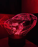 3d-светильник БМВ 13 серия, BMW, 3д-ночник, несколько подсветок (батарейка+220В), подарок автолюбителю