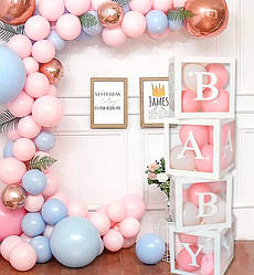 Набір коробок для повітряних куль "BABY", 30*30 см, колір - білий