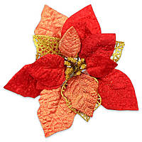 Новогодний цветок "Пуансетия", красная 22 см