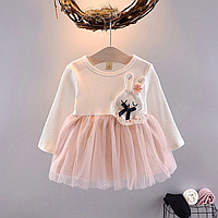 Детское платье Зайка с длинным рукавом для девочек белое 80 см