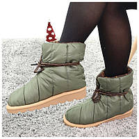 Жіночі зимові черевики Louis Vuitton LV Pillow Boots, дутики зелені чоботи луї віттон, хакі лв дуті на синтепоні