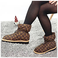 Жіночі зимові черевики Louis Vuitton LV Pillow Boots, дутики чоботи луї віттон, лв дуті на синтепоні