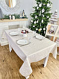 Скатертина Новорічна двостороння водовідштовхуюча 140х140 см., золотий люрекс, фото 2