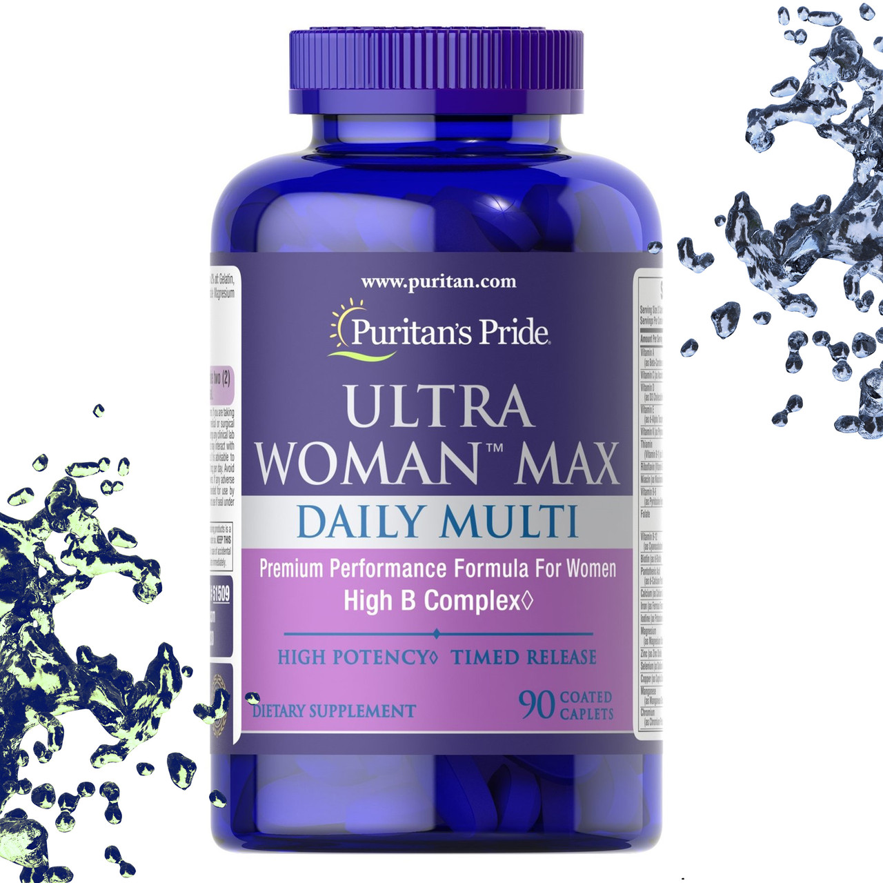 Вітаміни для жінок Puritan's Pride ULTRA WOMAN MAX Daily Multi 90 таблеток (каплетс), фото 1