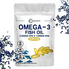 Риб'ячий жир Microingredients Omega-3 Fish Oil 2000 mg EPA + 1500 mg DHA 300 гельових капсул