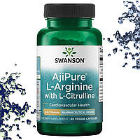 Л-Аргінін + L-Цитрулін Swanson AjiPure L-Arginine with L-Citrulline 60 вегетаріанських капсул