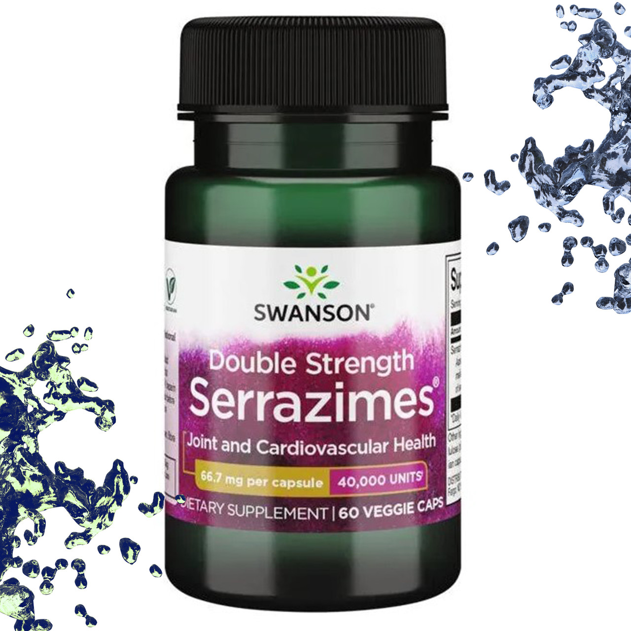 Серразим Swanson Double Strength Serrazimes 66,7 мг (40.000 units) 60 вегетаріанських капсул