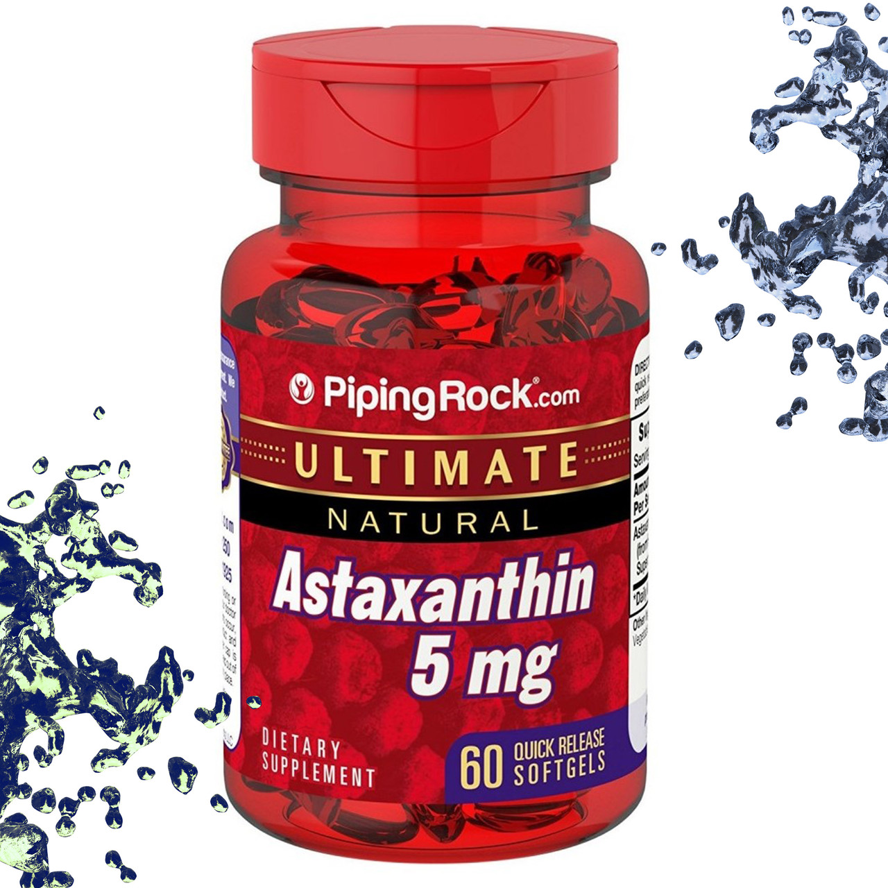 Астаксантин Piping Rock Astaxanthin 5 мг 60 гелевих капсул, фото 1