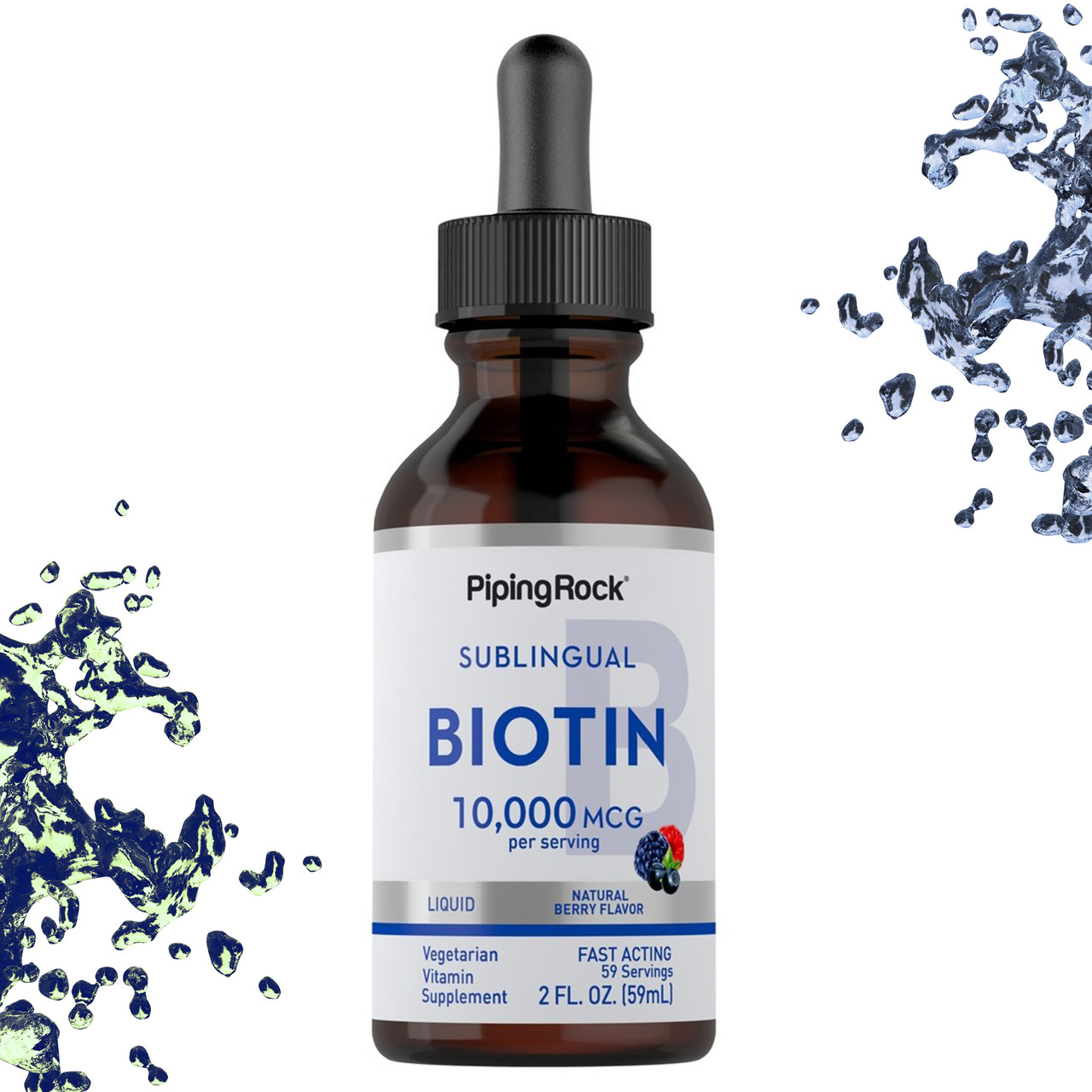 Рідкий Біотин Piping Rock Liquid Biotin 10.000 мкг 59 мг (Ягідний смак), фото 1