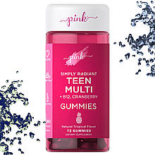 Вітаміни для дівчаток Pink Teen Girl Multi + B-12 & Cranberry Gummies (тропічний смак) 72 жувальних цукерок (до 11.2022)