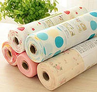 Скатерть, клеенка, салфетки в рулоне для ящиков, полочек, холодильника 0,45*3 м. Розовая в розочку , Кладовка