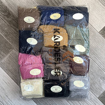 Шкарпетки жіночі вовняні з закотом Kardesler Lambswool, Туреччина, розмір 35-40, асорті, 0925