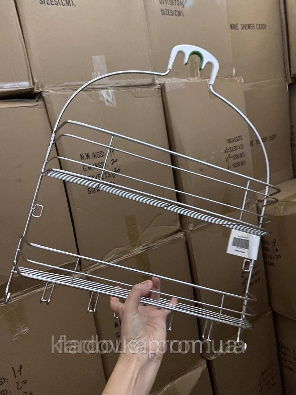 Двухъярусная полка в ванную из нержавеющей стали с крючками для ...