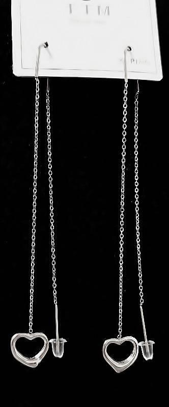 Сережки-протяжки Stainless Steel. Сталь. Родій. Довжина: 9 см