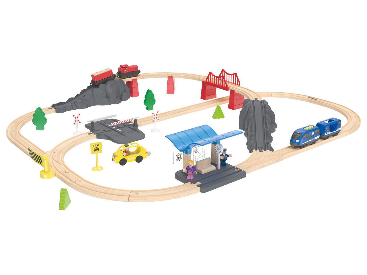 Уцінка!!!Дерев'яна залізниця PlayTive Junior 56 ел. Німеччина (Brio, Hape, Viga Toys, Ikea) НОВИНКА 2021 р.