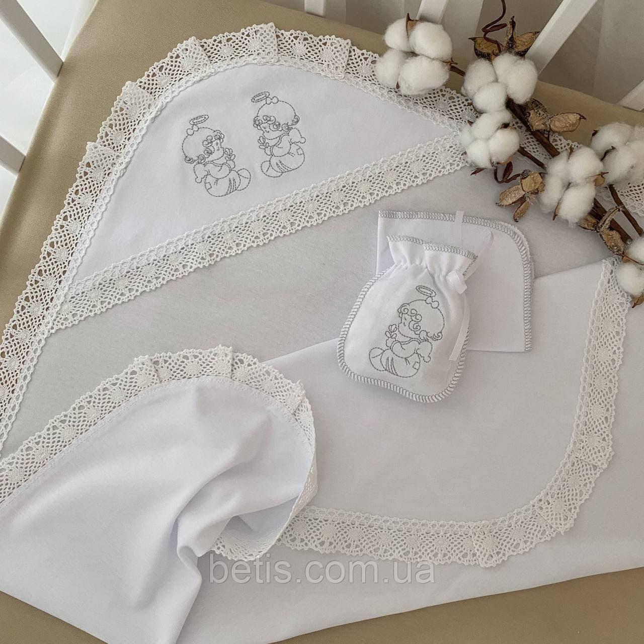 Крижма BetiS "Хрестильна скарбничка" подвійна,мішечок,серветка Білий Кулір 27079224  75*80 см