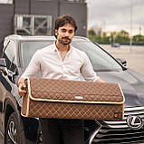 Сумка-Органайзер бокс в багажник автомобіля від Carbag Чорний з коричневою ниткою та кантом, фото 10