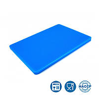 Двусторонняя пластиковая доска с высокой плостностью для разделки и нарезки кухонная LDPE 400×300×20 мм синяя