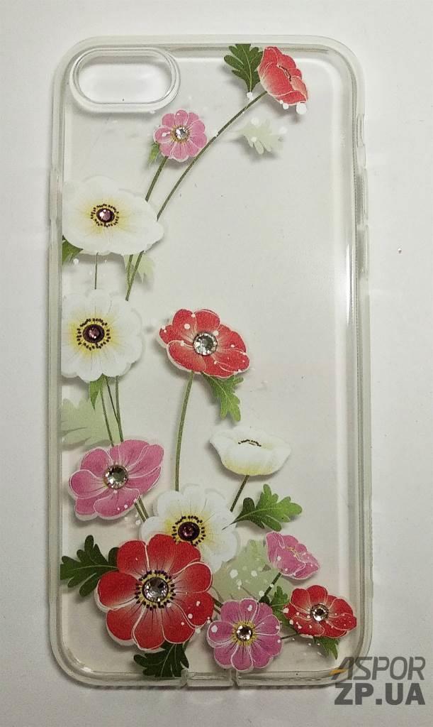 Чохол iPhone 7/8- OuCase for Aspor Swarowski Квіти різнокольорові, фото 1